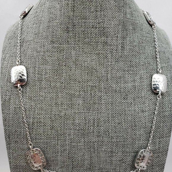Monet  Silvertone with Clear Rhinestone Necklace - Picture 2 of 4
